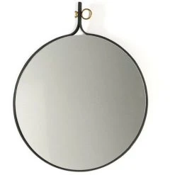 LES TENDANCES Miroir Mural Rond Métal Noir Booty