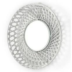 LES TENDANCES Miroir Mural Rond Osier Blanc Gaell D 50 Cm