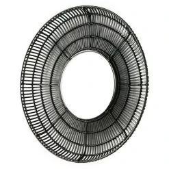 LES TENDANCES Miroir Mural Rond Osier Noir Gaell D 90 Cm