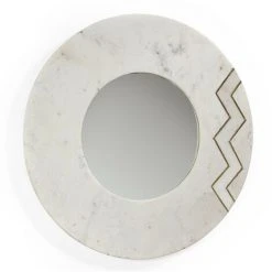 LES TENDANCES Miroir Mural Rond Marbre Blanc Sami