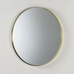 LES TENDANCES Miroir Mural Rond Métal Doré Mymet D 80 Cm