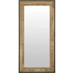 LES TENDANCES Miroir Bois Massif Acacia Et Acier Noir Zayane 160 Cm