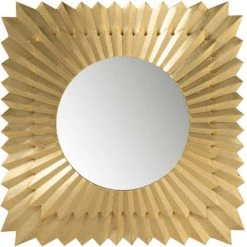 LES TENDANCES Miroir Carré Rayons Bois Doré Arsi