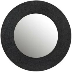 LES TENDANCES Miroir Métal Effet Jute Noir Kolina D 70 Cm