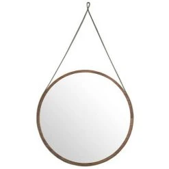 LES TENDANCES Miroir Mural Ronde Bois Plaqué Noyer Roka