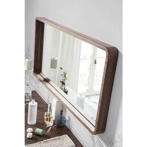 LES TENDANCES Miroir Mural Bois Plaqué Noyer Hena 100 Cm 5 LES TENDANCES Miroir Mural Bois Plaqué Noyer Hena 100 Cm – Image 3