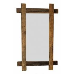 SPETEBO Miroir Mural Avec Cadre Naturel (vieux Bois) - Angulaire - 90x55 Cm