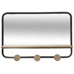 Miroir Avec Patères Et étagère Filo 5five - Naturel - Naturel Et Noir -Miroir Soldes Boutique 41609982 2