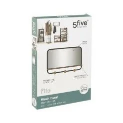 Miroir Avec Patères Et étagère Filo 5five - Naturel - Naturel Et Noir -Miroir Soldes Boutique 41609982 5