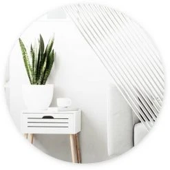 UMBRA Miroir Rond Effet Strié 61 Cm Ridge Blanc - Transparent