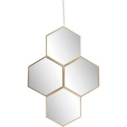 BRIO Miroir Hexagones En Métal 30x45 Cm - Doré