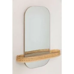 Miroir Mural Avec étagère Tegri SKLUM MDF - Osier - Marron Naturel -Miroir Soldes Boutique 42055805 3