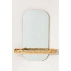 Miroir Mural Avec étagère Tegri SKLUM MDF - Osier - Marron Naturel -Miroir Soldes Boutique 42055805 4