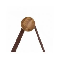 WADIGA Miroir Suspendu Rond Bambou Lanière Similicuir Marron - Bois -Miroir Soldes Boutique 42164166 3