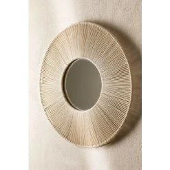 Miroir Mural Rond En Macramé (Ø60 Cm) Faustin SKLUM Macramé - Beige Crème -Miroir Soldes Boutique 42612729 2