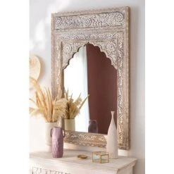 Miroir Mural Priyan SKLUM Bois De Manguiers Bois Blanc Vintage - Bois Blanc Vintage Bois Blanc Vintage -Miroir Soldes Boutique 42739005 2