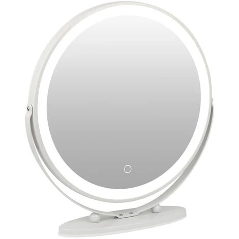 DAZHOM Miroir De Maquillage Blanc Froid 6500k Cadre Blanc Miroir De Maquillage Rond Rotatif -50 * 50cm - White 3 DAZHOM Miroir De Maquillage Blanc Froid 6500k Cadre Blanc Miroir De Maquillage Rond Rotatif -50 * 50cm - White