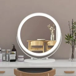 DAZHOM Miroir De Maquillage Blanc Froid 6500k Cadre Blanc Miroir De Maquillage Rond Rotatif -50 * 50cm - White 11 DAZHOM Miroir De Maquillage Blanc Froid 6500k Cadre Blanc Miroir De Maquillage Rond Rotatif -50 * 50cm - White -Miroir Soldes Boutique 42741799 5