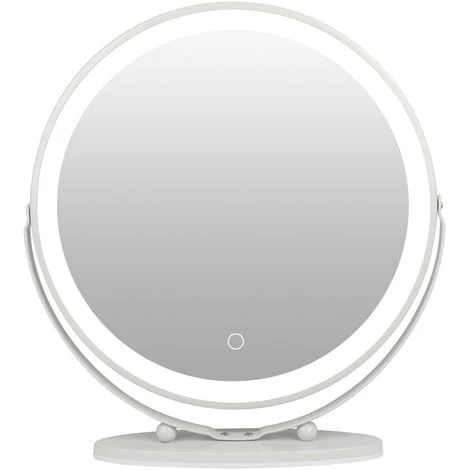 DAZHOM Miroir De Maquillage Trois Couleurs Dimmable Cadre Blanc Miroir De Maquillage Rond Rotatif -50 * 50cm - White 5 DAZHOM Miroir De Maquillage Trois Couleurs Dimmable Cadre Blanc Miroir De Maquillage Rond Rotatif -50 * 50cm - White – Image 3