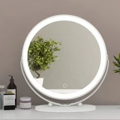 DAZHOM Miroir De Maquillage Trois Couleurs Dimmable Cadre Blanc Miroir De Maquillage Rond Rotatif -50 * 50cm - White 10 DAZHOM Miroir De Maquillage Trois Couleurs Dimmable Cadre Blanc Miroir De Maquillage Rond Rotatif -50 * 50cm - White -Miroir Soldes Boutique 42741800 4