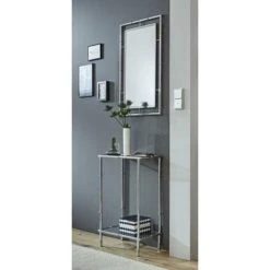 Miroir Murale Coloris Chromé - L 50 X P 3 X H 80 Cm -PEGANE- -Miroir Soldes Boutique 42853101 2