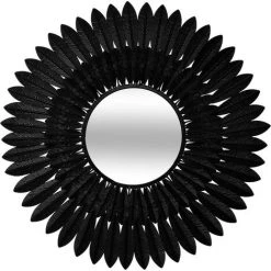 Miroir En Métal Feuilles Mely - Atmosphera - Noir