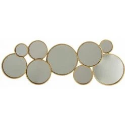 Paris Prix - Miroir Mural Design "9 Ronds" 84cm Or
