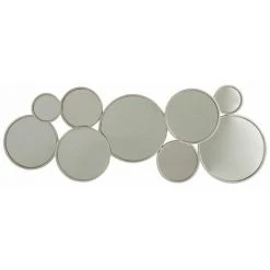 Paris Prix - Miroir Mural Design "9 Ronds" 84cm Argent