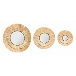 ATMOSPHERA, CRŽATEUR D'INTŽRIEUR Lot De 3 Miroirs Muraux En Raphia "Alba" 40cm Beige