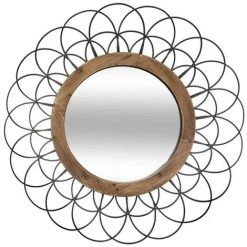 Miroir En Métal / Bois Coloris Noir - D. 90,5 X Ep. 5 Cm -PEGANE-