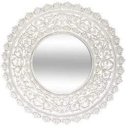 Miroir En MDF Ajouré Coloris Blanc - D. 90 X Ep. 1,5 Cm -PEGANE-