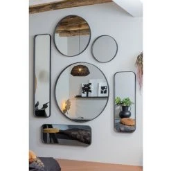 WHITELABEL Miroir Murales Rectangulaire En Métal - Encadrement Ovale - Noir - 110x40x5 - Doutzen - Noir -Miroir Soldes Boutique 44141274 2