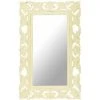 HAPPYSHOPPING Miroir Sculpte A La Main Blanc 80x50 Cm Bois De Manguier Massif -Miroir Soldes Boutique 44633898 1