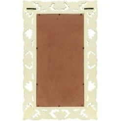 HAPPYSHOPPING Miroir Sculpte A La Main Blanc 80x50 Cm Bois De Manguier Massif -Miroir Soldes Boutique 44633898 3