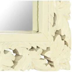 HAPPYSHOPPING Miroir Sculpte A La Main Blanc 80x50 Cm Bois De Manguier Massif -Miroir Soldes Boutique 44633898 4
