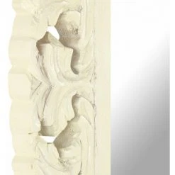 HAPPYSHOPPING Miroir Sculpte A La Main Blanc 50x50 Cm Bois De Manguier Massif -Miroir Soldes Boutique 44634025 5
