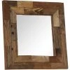 HAPPYSHOPPING Miroir Bois De Recuperation Massif 50 X 50 Cm