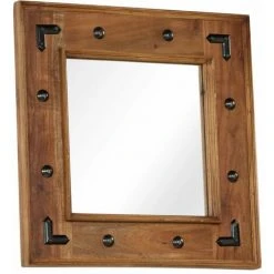 HAPPYSHOPPING Miroir Bois D'acacia Massif 50 X 50 Cm