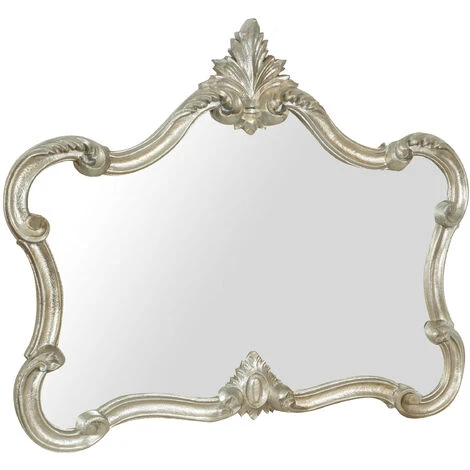 BISCOTTINI Miroir Mural En Bois Avec Finition Feuille D'argent Antique Fabriqué En Italie 3 BISCOTTINI Miroir Mural En Bois Avec Finition Feuille D'argent Antique Fabriqué En Italie