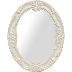 BISCOTTINI MIROIR MURAL EN BOIS AVEC FINITION BLANC ANTIQUE FABRIQUÉ EN ITALIE