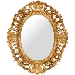 BISCOTTINI MIROIR MURAL EN BOIS AVEC FINITION FEUILLE D'OR ANTIQUE FABRIQUÉ EN ITALIE