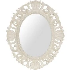 BISCOTTINI MIROIR MURAL EN BOIS AVEC FINITION BLANC ANTIQUE FABRIQUÉ EN ITALIE