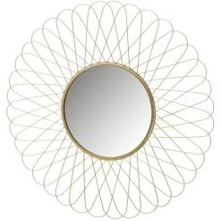 LOLA HOME Miroir Fleur En Métal Doré Ø 56 Cm -Miroir Soldes Boutique 44933999 3
