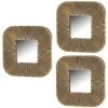 LOLAHOME Set De 3 Miroirs Carrés En Polypropylène Doré -Miroir Soldes Boutique 44934026 1
