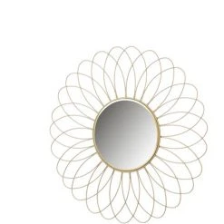 LOLA HOME Miroir Fleur En Métal Doré Ø 49 Cm