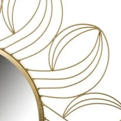 LOLAHOME Miroir Mural Contemporain Fleur En Métal Doré Et Verre 57x57 Cm -Miroir Soldes Boutique 44934907 2