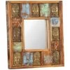 HAPPYSHOPPING Miroir Avec Revetement Bouddha 50x50 Cm Bois De Recuperation -Miroir Soldes Boutique 45119917 1