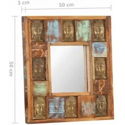 HAPPYSHOPPING Miroir Avec Revetement Bouddha 50x50 Cm Bois De Recuperation -Miroir Soldes Boutique 45119917 5