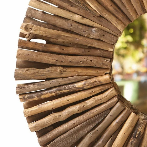 MEUBLETMOI Miroir Mural Rond En Branches De Bois D.50 Cm Style Artisanal - AKELA - Bois 5 MEUBLETMOI Miroir Mural Rond En Branches De Bois D.50 Cm Style Artisanal - AKELA - Bois – Image 3