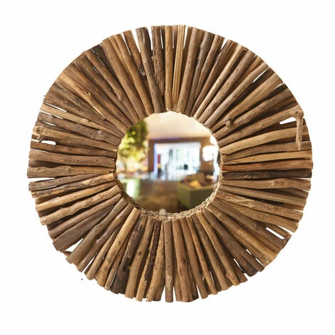 MEUBLETMOI Miroir Mural Rond En Branches De Bois D.50 Cm Style Artisanal - AKELA - Bois 6 MEUBLETMOI Miroir Mural Rond En Branches De Bois D.50 Cm Style Artisanal - AKELA - Bois – Image 4